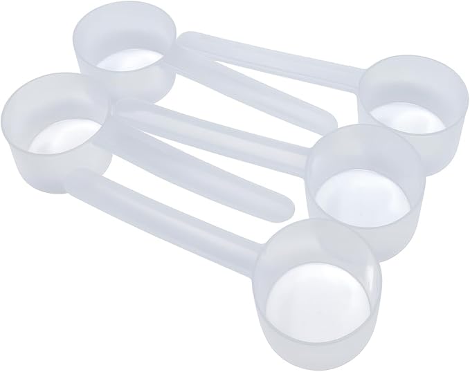 2 Tablespoon (1 Oz. | 6 Teaspoon | 29.6 mL) Long Handle Plastic Measuring Spoon for Coffee, Protein Powder, Spices, Grains, Dry Goods – Food-Grade BPA-Free (Pack of 5)