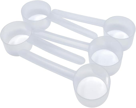 2 Tablespoon (1 Oz. | 6 Teaspoon | 29.6 mL) Long Handle Plastic Measuring Spoon for Coffee, Protein Powder, Spices, Grains, Dry Goods – Food-Grade BPA-Free (Pack of 5)