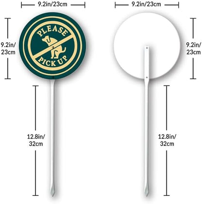 Uptell Metal Round Please Pick Up Yard Sign 9.2x9.2 Inch Classic Outdoor Lawn Decorations, Protect Your Grass & Property,With Stake 12.8"