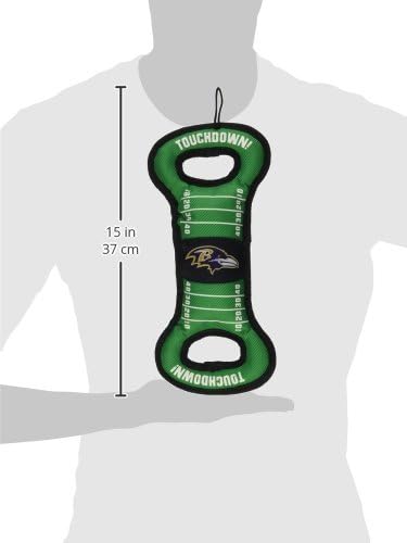 NFL Football Field Dog Toy with Squeaker. - Baltimore Ravens - for Tug, Toss, & Fetch. - Tough & Durable Pet Toy