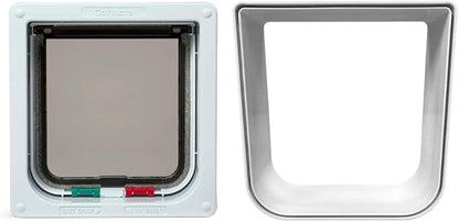 Cat Mate 4-Way-Locking Cat Flap Bundle, Includes Pet Door (235) & Wall Liner (303) - Secure Lockable Door for Small to Medium Sized Cats, for UPVC, Wood and Wall, White