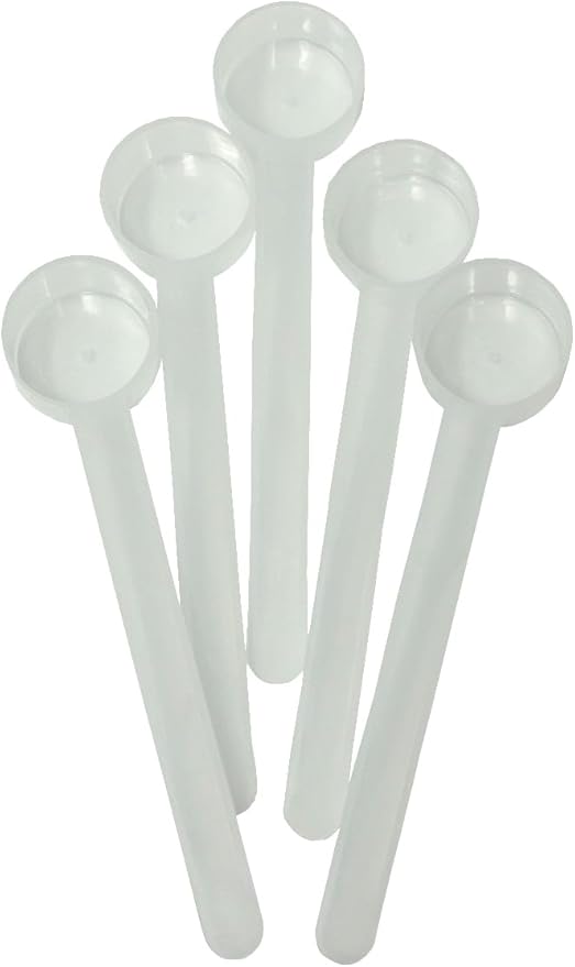 1 Teaspoon (1/3 Tablespoon | 5 mL) Long Handle Plastic Measuring Spoon for Coffee, Protein Powder, Pet Food, Spices, Grains, Dry Goods – Food-Grade BPA-Free (Pack of 5)