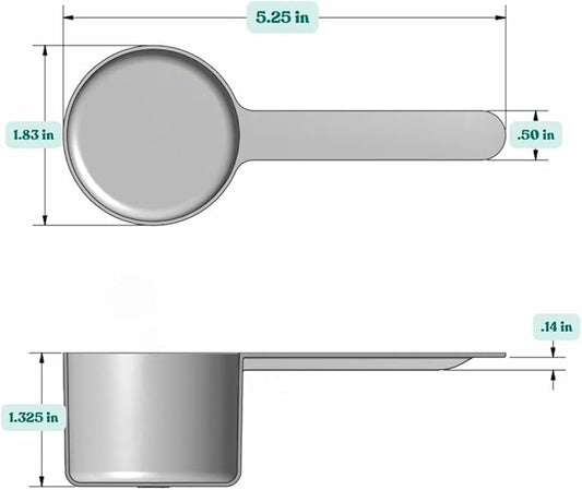 48 mL (48 CC | 1.62 Oz.) Long Handle Plastic Measuring Scoop for Coffee, Protein Powder, Pet Food, Spices, Grains, Dry Goods – Food-Grade BPA-Free (Pack of 25)