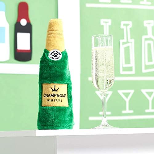ZippyPaws Happy Hour Crusherz- Interactive Dog Toys to Keep Them Busy, Squeaky Plush Pet Toy for All Breeds, for Small, Medium, & Large Dogs, Drink Themed Crinkle Water Bottle Toy- Champagne