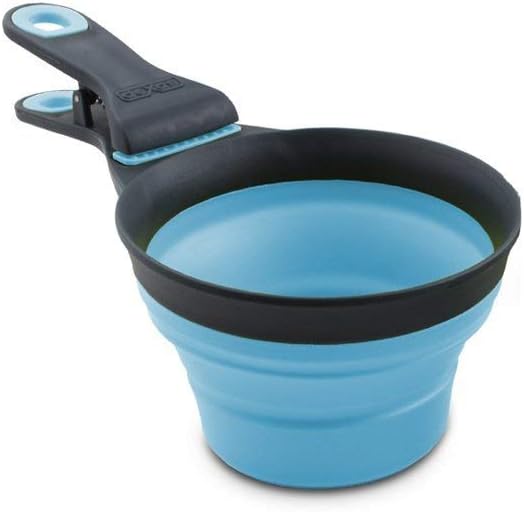 Dexas Popware for Pets Collapsible KlipScoop, 1/2 Capacity, Gray/Blue
