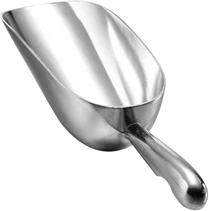 Ice Cube Endurance Scoop, Cast Aluminum Shovel Scoops Kitchen Utility Scoops Set Contoured Handle，Ideal for Ice Cube Coffee Bean Food Candy Flour Popcorn Rust Free (5oz Silver)