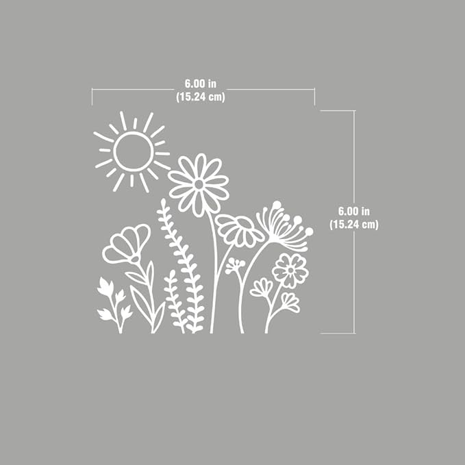 WIRESTER 6 inch Clear Vinyl Decal Sticker Decoration for Car Window (Or Any Flat Surface) - Sunny Wild Flowers