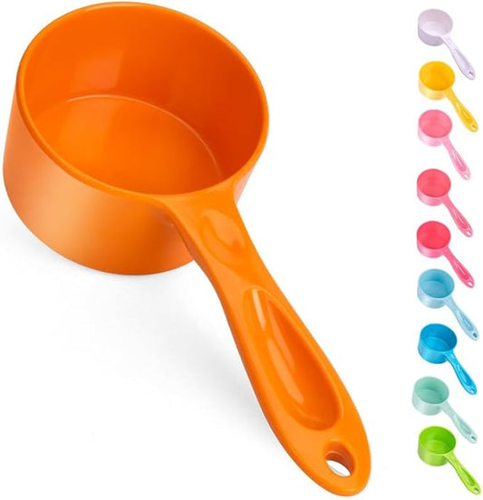SUPERDESIGN 1 Cup Dog Food Scoop for Container Melamine Measuring Scoop for Dogs Cats Birds and Rabbits Pet Food Feeding Scoop Dishwasher Safe - Orange