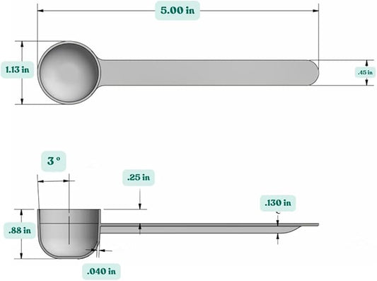 2 Teaspoon (2/3 Tablespoon | 10 mL) Long Handle Rounded Scoop for Coffee, Protein Powder, Pet Food, Spices, Grains, Dry Goods – Food-Grade BPA-Free (Pack of 5)