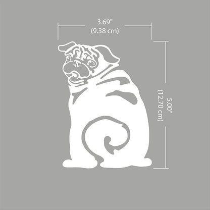 WIRESTER 6 inch Clear Vinyl Decal Sticker Decoration for Car Window (Or Any Flat Surface) - Pug Looking Back