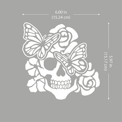 WIRESTER 6 inch Clear Vinyl Decal Sticker Decoration for Car Window (Or Any Flat Surface) - Rose Skull