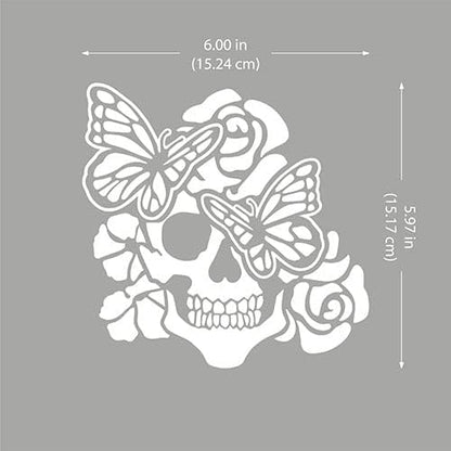 WIRESTER 6 inch Clear Vinyl Decal Sticker Decoration for Car Window (Or Any Flat Surface) - Rose Skull