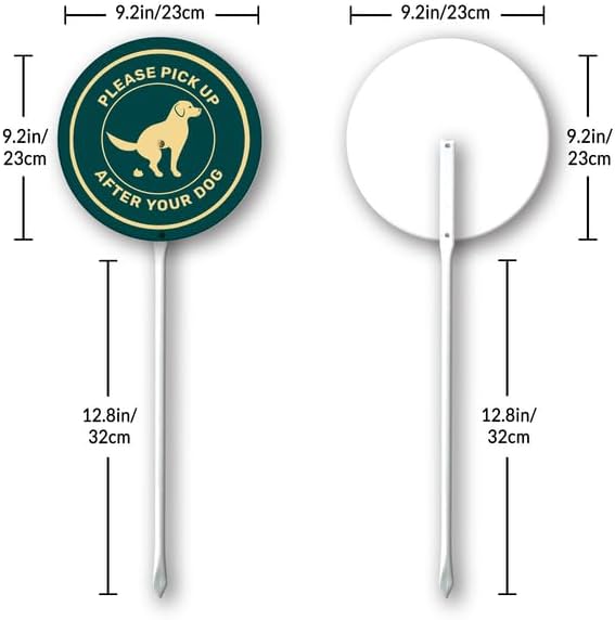 Uptell Metal Round Pick Up After Your Dog Pooping Dog Silhouette Yard Sign 9.2x9.2 Inch Classic Outdoor Lawn Decorations, Protect Your Grass & Property,With Stake 12.8"
