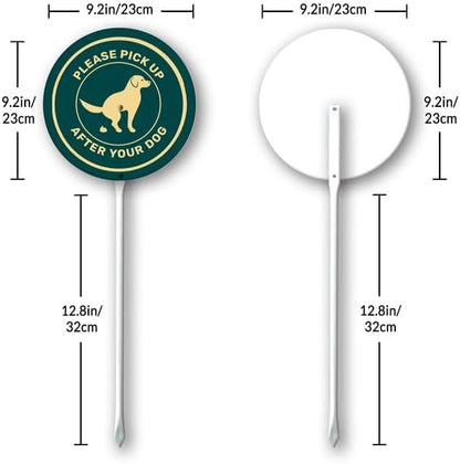 Uptell Metal Round Pick Up After Your Dog Pooping Dog Silhouette Yard Sign 9.2x9.2 Inch Classic Outdoor Lawn Decorations, Protect Your Grass & Property,With Stake 12.8"