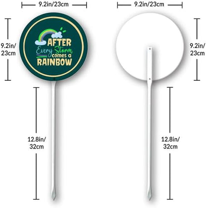 Uptell Metal Round After Every Storm Comes A Rainbow Inspiration Word Yard Sign 9.2x9.2 Inch Classic Outdoor Lawn Decorations, Protect Your Grass & Property,With Stake 12.8"
