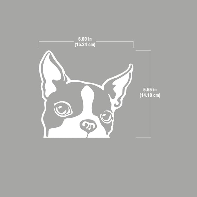 WIRESTER 6 inch Clear Vinyl Decal Sticker Decoration for Car Window (Or Any Flat Surface) - Boston Terrier Dog