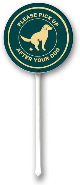 Uptell Metal Round Pick Up After Your Dog Pooping Dog Silhouette Yard Sign 9.2x9.2 Inch Classic Outdoor Lawn Decorations, Protect Your Grass & Property,With Stake 12.8"
