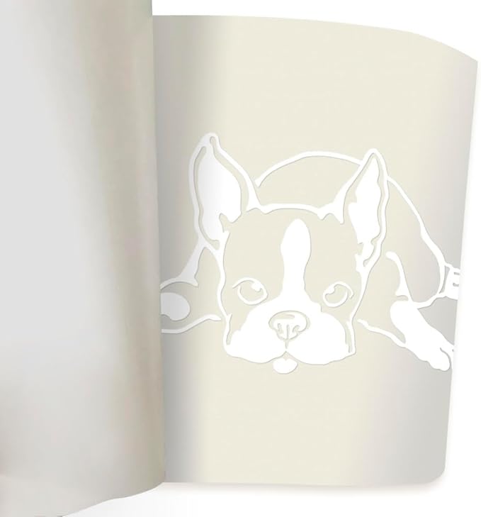 WIRESTER 6 inch Clear Vinyl Decal Sticker Decoration for Car Window (Or Any Flat Surface) - Boston Terrier Dog Lying Down Looking Up