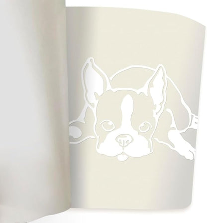 WIRESTER 6 inch Clear Vinyl Decal Sticker Decoration for Car Window (Or Any Flat Surface) - Boston Terrier Dog Lying Down Looking Up