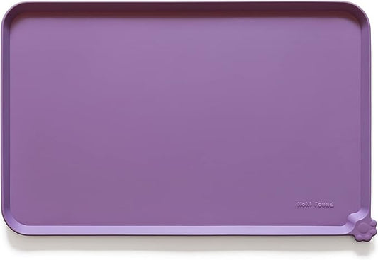 Hoki Found Silicone Pet Food Mats Tray - High-Lips Pet Dog Cat Bowl Mats - Pet Feeding Mat - Waterproof Dog Cat Food Mats -Pet Water Mats for Floors - Amethyst