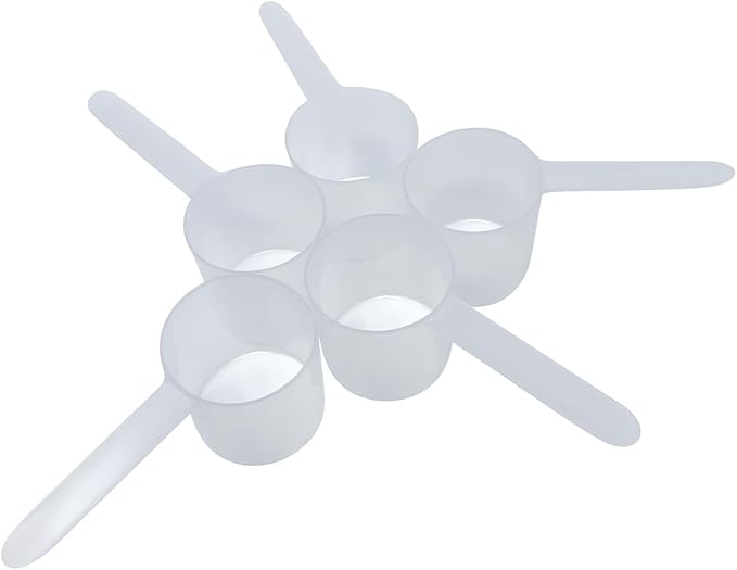 148 mL (148 CC | 5 Oz.) Long Handle Plastic Measuring Scoop for Coffee, Protein Powder, Pet Food, Spices, Grains, Dry Goods – Food-Grade BPA-Free (Pack of 5)