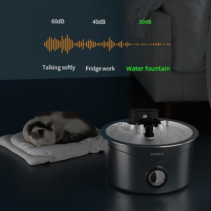 Wireless Cat Water Fountain Stainless Steel, [45 Days Battery Life] Automatic Rechargeable Pet Water Fountain, 2.6L/88oz Dog Water Dispenser, Ultra-Quiet Pump, 4-Layer Filtration for Cats & Dogs