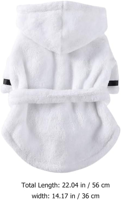 POPETPOP Dog Robes for After Bath, Quick Drying and Super Absorbent Pet Bathrobe, Soft Comfortable Pet Nightwear for Puppy Small Dogs Cats (White, XL)