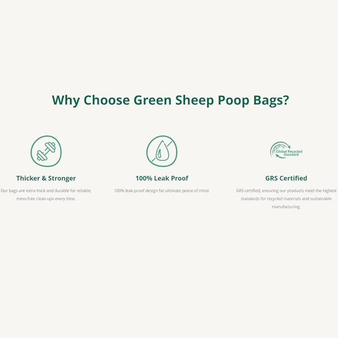 Green Sheep Dog Poop Bags & Cat Litter Bags, 315 Unscented Waste Bags, Made with Corn Starch, PLA & PBAT, Doggie Bags for Poop, Poo Bags Rolls for Dogs & Cats