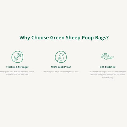 Green Sheep Dog Poop Bags & Cat Litter Bags, 315 Unscented Waste Bags, Made with Corn Starch, PLA & PBAT, Doggie Bags for Poop, Poo Bags Rolls for Dogs & Cats