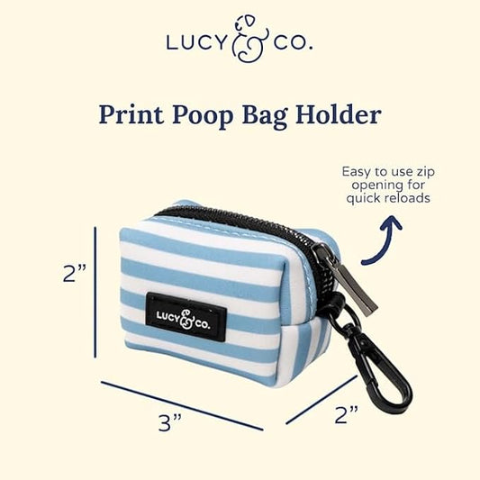 Lucy & Co. Set Sail Poop Bag Holder - Cute Designer Pet Waste Bag Dispenser, One Size, Blue & White Stripes