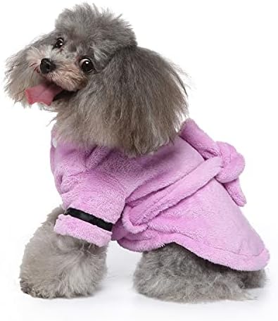 Dog Drying Robe Coat Super Absorbent Soft, Fast Drying Pet Dog Bathrobe Towel with Adjustable Waistbelt
