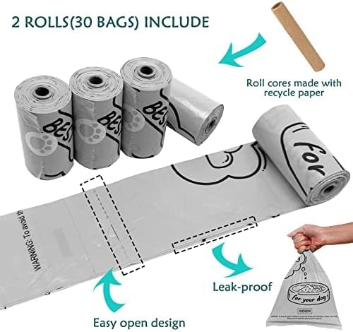 Dog Poop Bag Holder with Leash Clip, Adjustable Strap & 2-Side Hooks for Used Dog Waste Bags (Green)