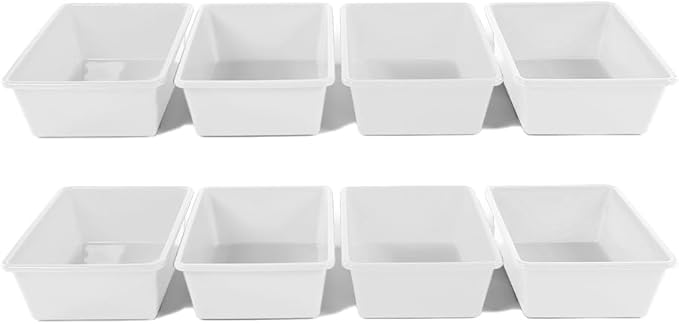Humble Crew Toy Storage Bins for Kids, Set of 8, White, Large - Sturdy, Colorful Plastic Storage Bins for Classroom, Playroom, Nursery, and More - Premium Toddlers Toy Organizer Bins