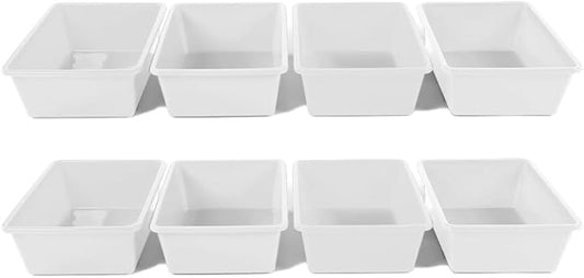 Humble Crew Toy Storage Bins for Kids, Set of 8, White, Large - Sturdy, Colorful Plastic Storage Bins for Classroom, Playroom, Nursery, and More - Premium Toddlers Toy Organizer Bins