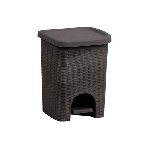 Superio Mini 6L Step Pedal Trash Can - Wicker Design, Hidden Mechanism, Durable Plastic, Ideal for Desktop, Countertop, Pet Waste/Dog Poop - Brown