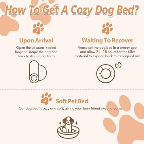 JOLLYVOGUE Calming Dog Beds Large Sized Dog, 36in Donut Washable Large Pet Bed, Anti-Slip & Anti-Anxiety Fluffy Faux Fur Round Dogs Bed, Fits up to 80 lbs Pets (Black)