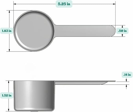 55 mL (55 CC | 1.86 Oz.) Long Handle Plastic Measuring Scoop for Coffee, Protein Powder, Pet Food, Spices, Grains, Dry Goods – Food-Grade BPA-Free (Pack of 10)