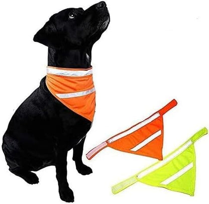 2 Pack Reflective Dog Bandana for Night Safety - High Visibility Adjustable Dog Scarf in Orange/Yellow, Fits Small Medium Large Dogs(Medium)