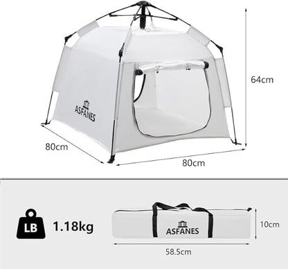 Outdoor Pet Automatic Camping Tent, Pop up Cave Bed for Indoor Cats and Small Dogs, Portable Cat House Dog House, White.