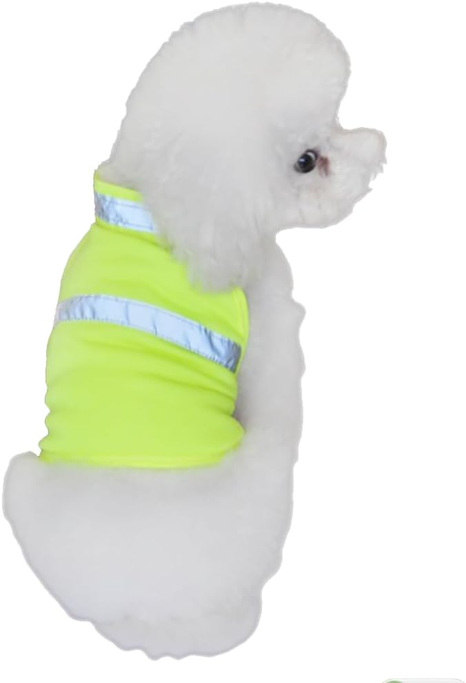 POPETPOP Dog Reflective Safety Vest for Night Outdoor Use - High Visibility Breathable Summer Clothes for Small Dogs Walking Running Hiking (Fluorescent Yellow-S)