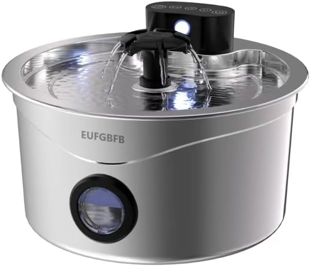 Wireless Cat Water Fountain Stainless Steel, [45 Days Battery Life] Automatic Rechargeable Pet Water Fountain, 2.6L/88oz Dog Water Dispenser, Ultra-Quiet Pump, 4-Layer Filtration for Cats & Dogs