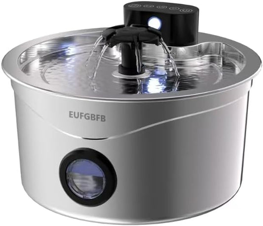 Wireless Cat Water Fountain Stainless Steel, [45 Days Battery Life] Automatic Rechargeable Pet Water Fountain, 2.6L/88oz Dog Water Dispenser, Ultra-Quiet Pump, 4-Layer Filtration for Cats & Dogs
