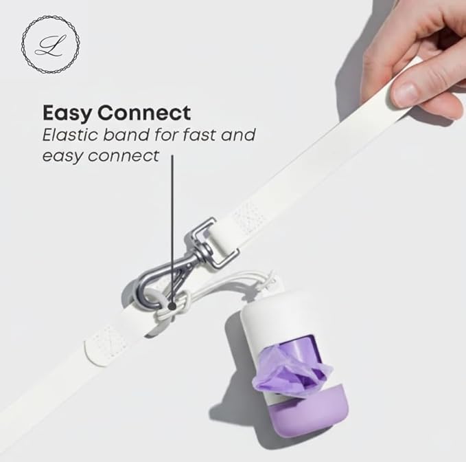 Dog Poop Bag Holder [2-Pack] | With 30 Extra-thick Dog Bags for Poop | Waste Bag Dispenser with Premium Soft-Touch Coating | Enlarged Dispense Opening, Stylish Color-Block Design (Lavender Cloud)