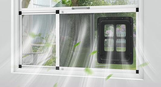 Vertical Ventilated Pet Door for Window,M