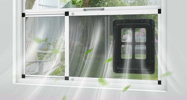 Vertical Ventilated Pet Door for Window,L
