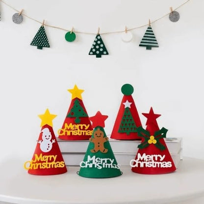 5 Pcs Christmas Dog Hats Cute Cats Party Hats Pet Set Dogs Santa Hats Puppies Kittens Grooming Accessories Costumes. (Small Christmas B)