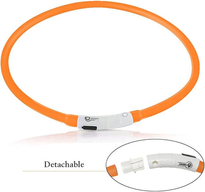 LED Dog Collar,USB Rechargeable Glowing Dog Collars, Light Up Collar Improved Pet Safety &Visibility at Night, 3 Flashing Modes,Water-Resistant LED Lighted Fits for Small Medium Large Dogs
