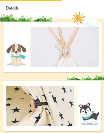 Cat Teepee Tent 16" x 20", Washable Small Dog Teepee Tent, Indoor House Non Slip Reusable Thicked Soft Comfort Cotton Cushion Bedding for Small Dogs Cat Rabbit Hamster Chinchillas Rat, Stars