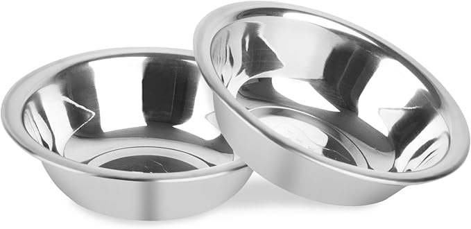 ZUFECY 2-Pack Cat Bowls, Stainless Steel Cat Bowl, Pet Food & Water Dishes, Non-Tip and Easy Clean Kitten Bowls for Small Cats, Indoor/Outdoor Use
