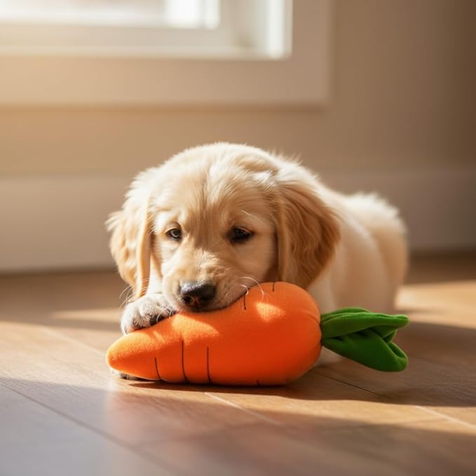 Best Pet Supplies Crinkle Dog Toy for Small, Medium, and Large Breeds, Cute Carrot with Soft Squeaker, Carrot Shape Pet Plush Toy with Sound, Bite-Resistant Soft Comfortable Dog Toys